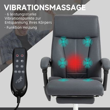 Ergonomischer Bürostuhl, dunkelgrau, Massage- & Liegefunktion