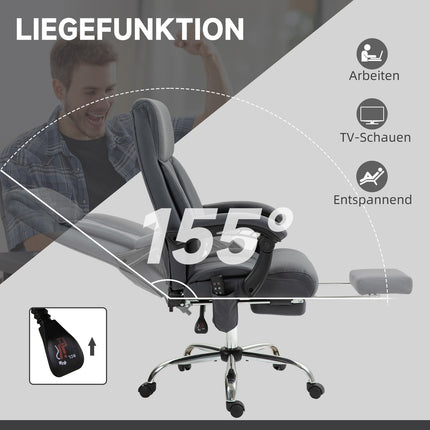 Ergonomischer Bürostuhl, dunkelgrau, Massage- & Liegefunktion