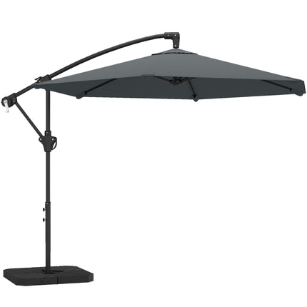 Parasol déporté de terrasse, 3 m, gris foncé, protection UPF 30+