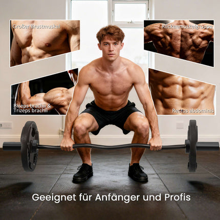 Olympia-Curlhantelstange, 5 cm Aufnahmen, Stahl, 100 kg Tragkraft
