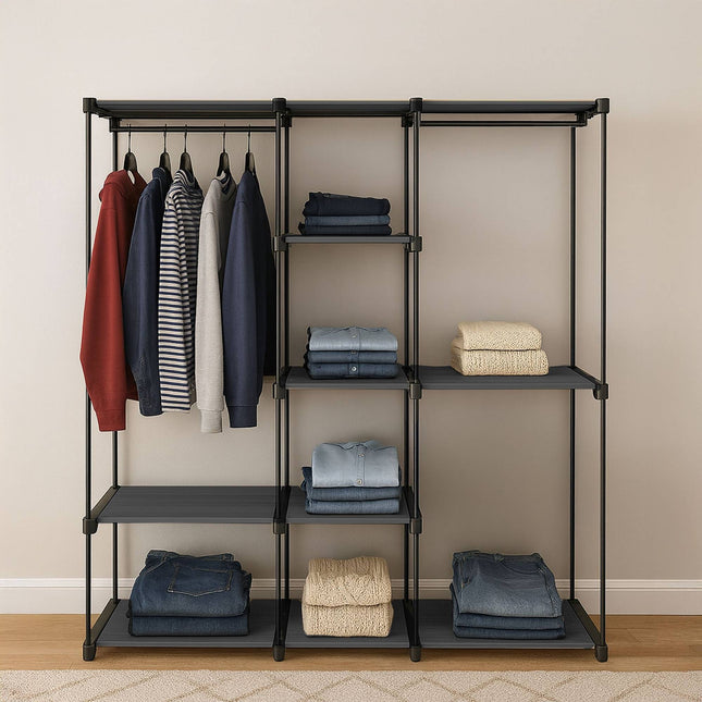 Armoire ouverte - Portant à vêtements métallique autoportant