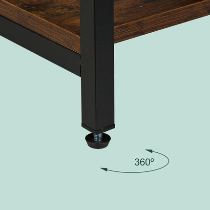 Armoire ouverte avec tringles et étagères - Structure en fer, panneaux en bois