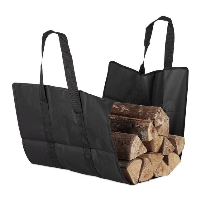 Sac à bois de chauffage ouvert avec poignée