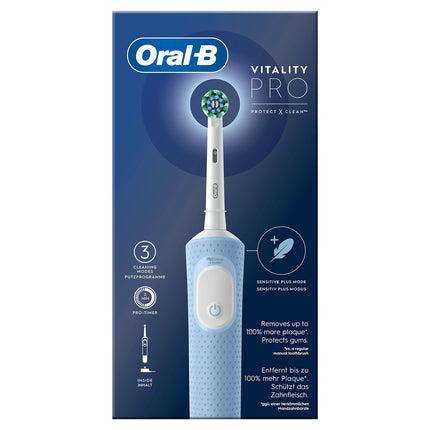 Oral-B Vitality Pro Elektrische Zahnbürste mit 3 Modi, Hellblau, 2-Minuten-Timer