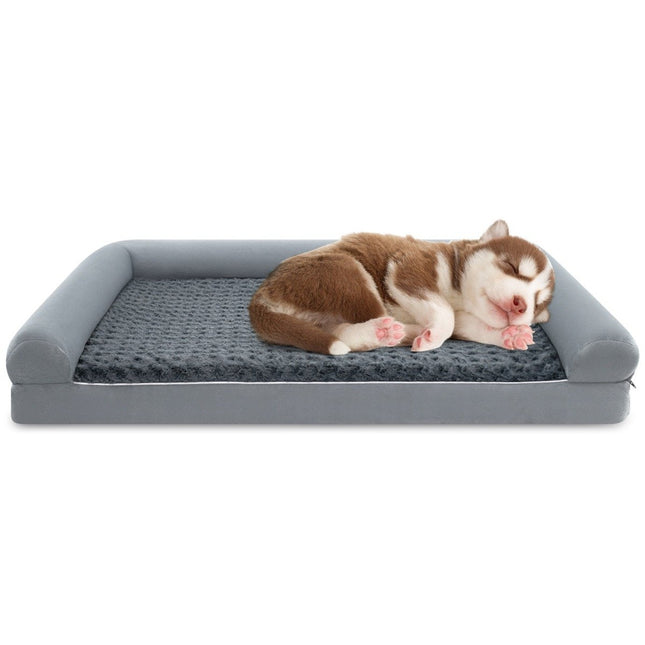 Panier orthopédique pour chien, grand, en mousse alvéolée, gris, taille L