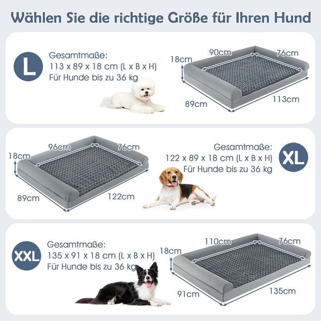 Panier orthopédique pour chien, grand, en mousse alvéolée, gris, taille L