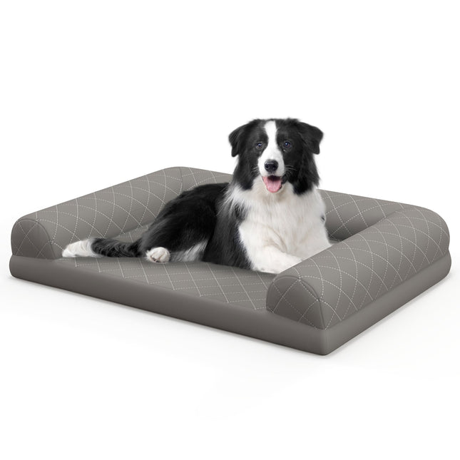 Coussin orthopédique pour chien, taille moyenne, mousse alvéolée, gris