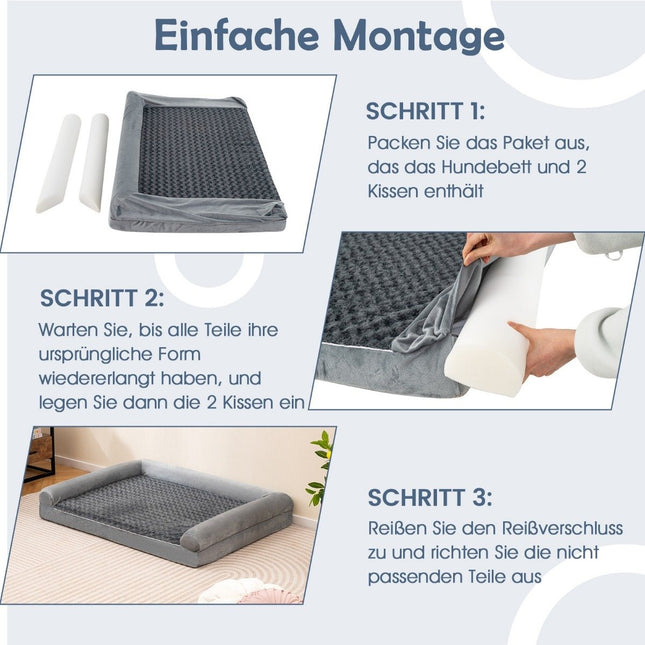 Panier orthopédique pour chien XL, gris - Soutien articulaire, antidérapant