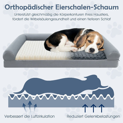 Orthopädisches Hundebett XL, Grau – Gelenkstütze, rutschfest
