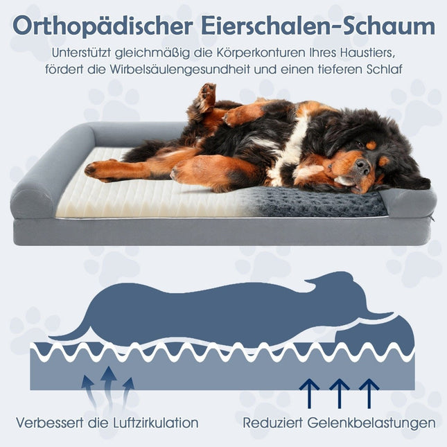 Panier orthopédique pour chien XXL, gris, soutien articulaire, antidérapant