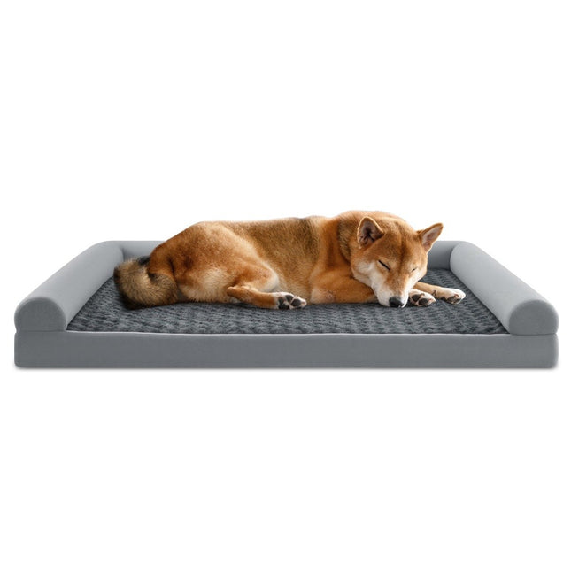 Panier orthopédique pour chien XXL, gris, soutien articulaire, antidérapant
