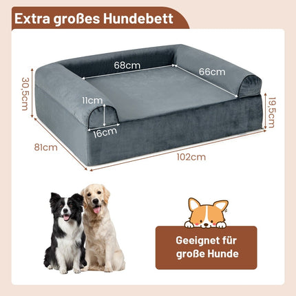 Coussin orthopédique pour chien souffrant d'arthrite, housse lavable, gris