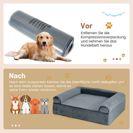 Coussin orthopédique pour chien souffrant d'arthrite, housse lavable, gris