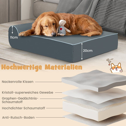 Orthopädisches Hundebett für große Hunde, Memory Foam, Grau