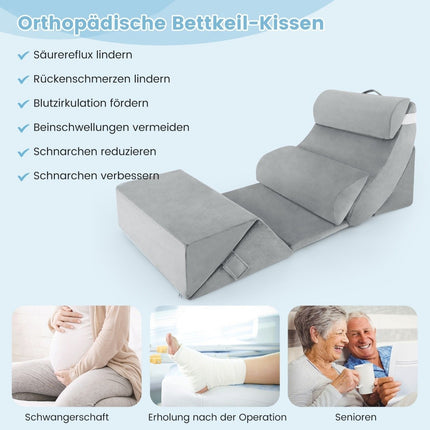 Orthopädisches Keilkissen-Set, 7-teilig, waschbarer Bezug