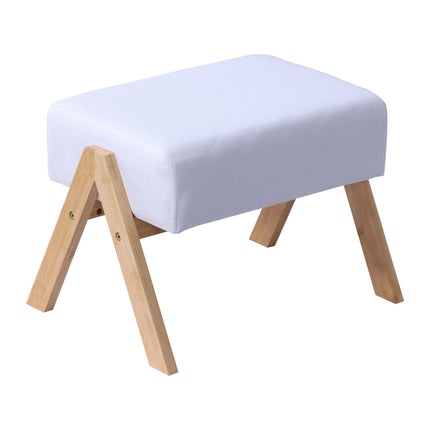 Osmanischer Hocker mit Stoffbezug und Bambusbeinen