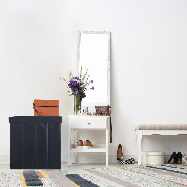Pouf en cuir artificiel noir