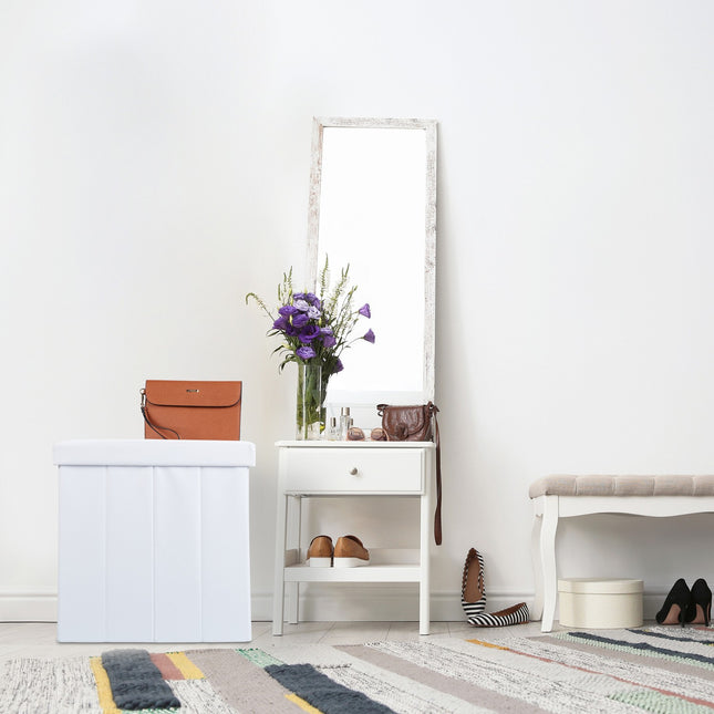 Pouf en cuir artificiel blanc