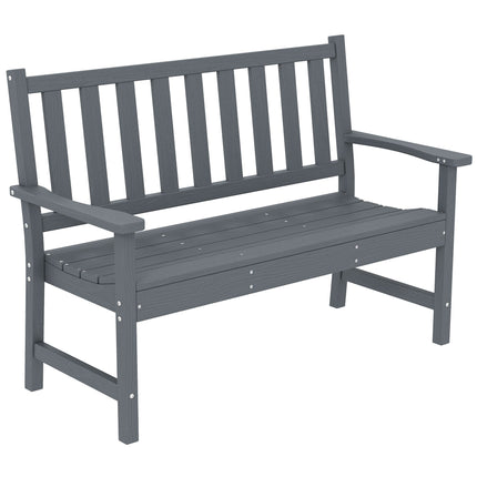 Banc de jardin extérieur 2 places, PEHD résistant aux intempéries, gris