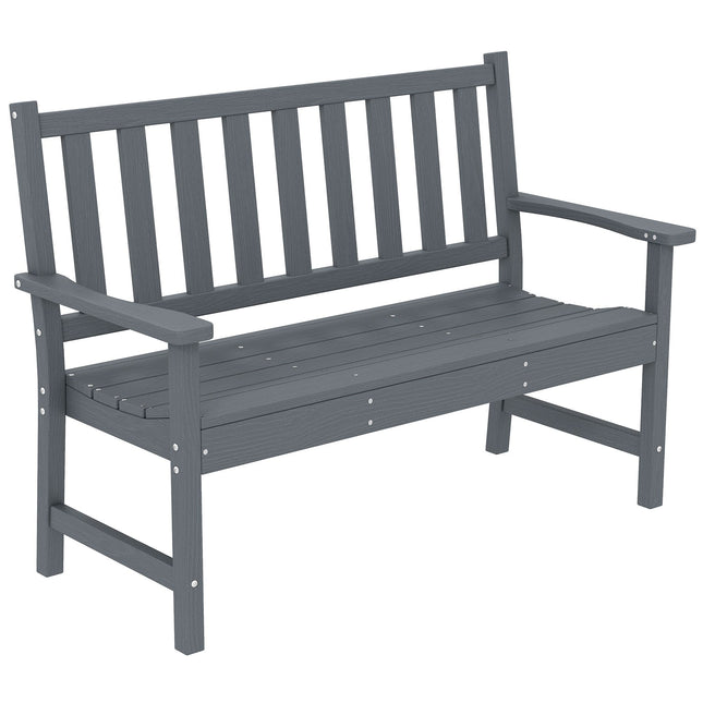 Banc de jardin extérieur 2 places, PEHD résistant aux intempéries, gris