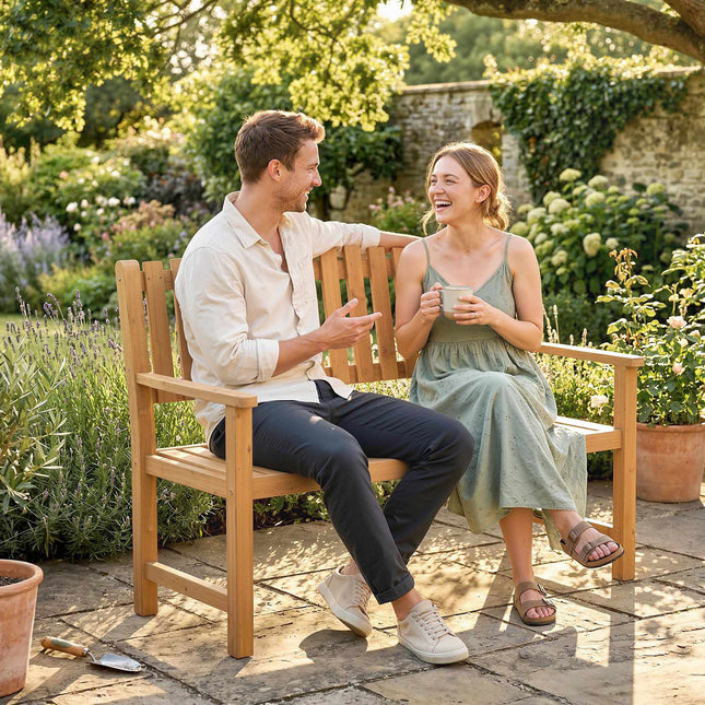 Banc de jardin extérieur 2 places en bois d'acacia, capacité de charge 320 kg
