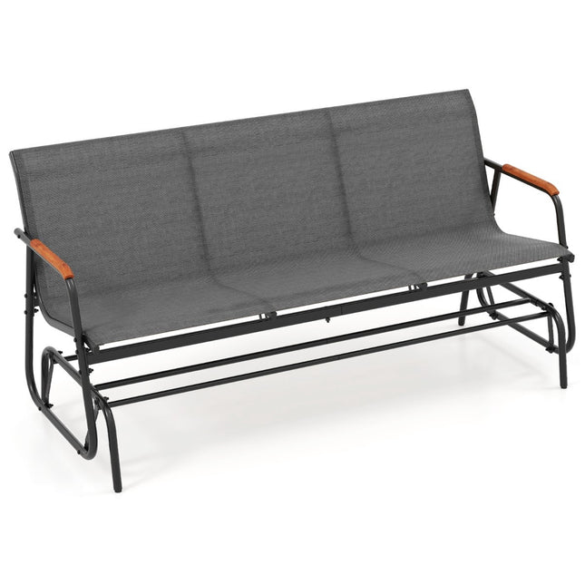 Banc à bascule d'extérieur 3 places avec assise en tissu respirant
