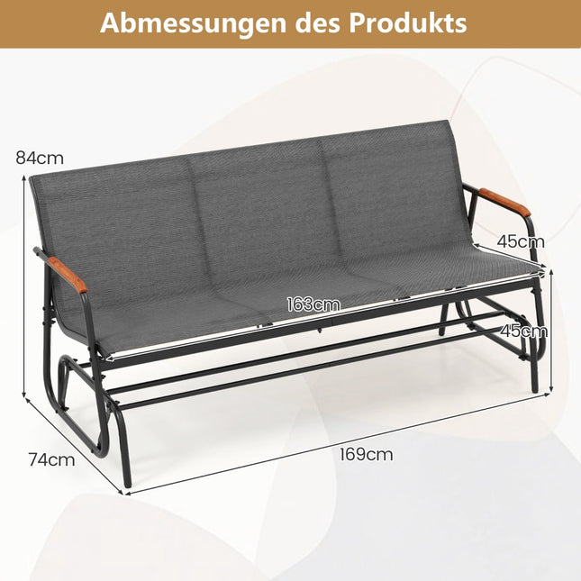 Banc à bascule d'extérieur 3 places avec assise en tissu respirant