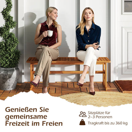 Gartenbank aus Akazienholz, 130 cm, 2-3 Sitzer, Lattenrost-Design