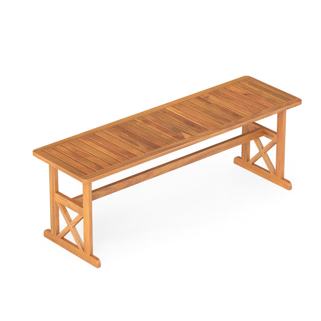 Banc d'extérieur en bois d'acacia, 130 cm, 2-3 places, design à lattes