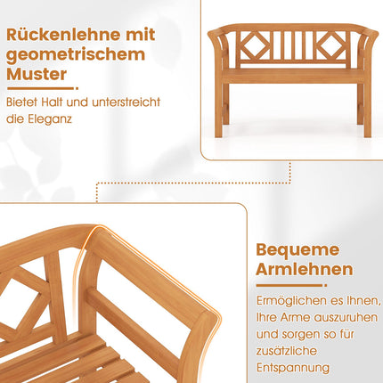 Banc d'extérieur en bois d'acacia, 2 places, capacité de charge 360 kg