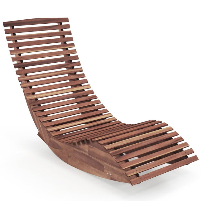 Bain de soleil à bascule d'extérieur en bois d'acacia, ergonomique, 157 cm