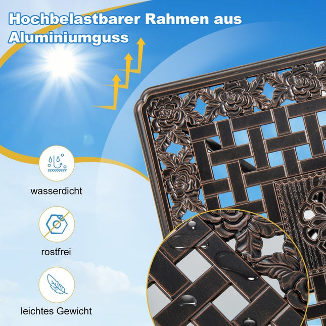Outdoor-Beistelltisch aus Aluminium, Kupfer, 53x53x48 cm, 2-stufig