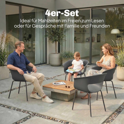 Balkonstühle Outdoor 4er-Set, ergonomisch, dunkelgrau
