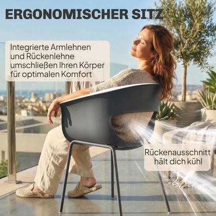 Balkonstühle Outdoor 4er-Set, ergonomisch, dunkelgrau