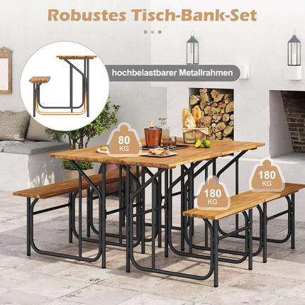 Balkontisch-Set für draußen mit Akazienholz und Metall