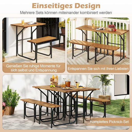 Balkontisch-Set für draußen mit Akazienholz und Metall