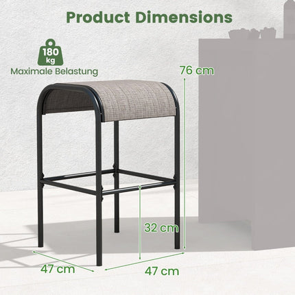 Barhocker für den Außenbereich, 2er-Set, 76 cm, Metallrahmen, 180 kg Tragkraft