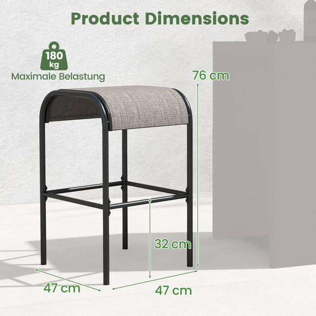 Tabourets de bar d'extérieur, lot de 2, 76 cm, structure en métal, capacité de charge 180 kg