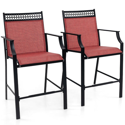 Ensemble de 2 tabourets de bar d'extérieur, tissu à séchage rapide, rouge