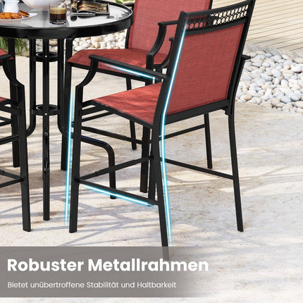 Ensemble de 2 tabourets de bar d'extérieur, tissu à séchage rapide, rouge
