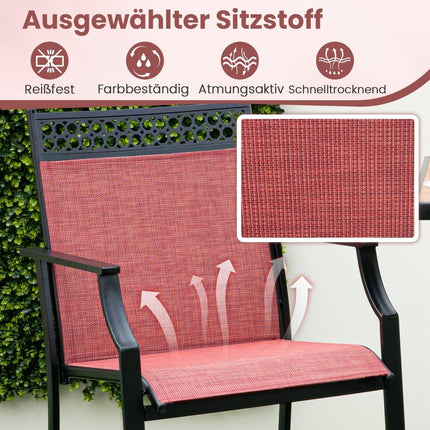 Ensemble de 2 tabourets de bar d'extérieur, tissu à séchage rapide, rouge