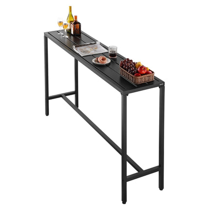 Outdoor Bar Table 63 x 15 In, Waterproof Steel, Black