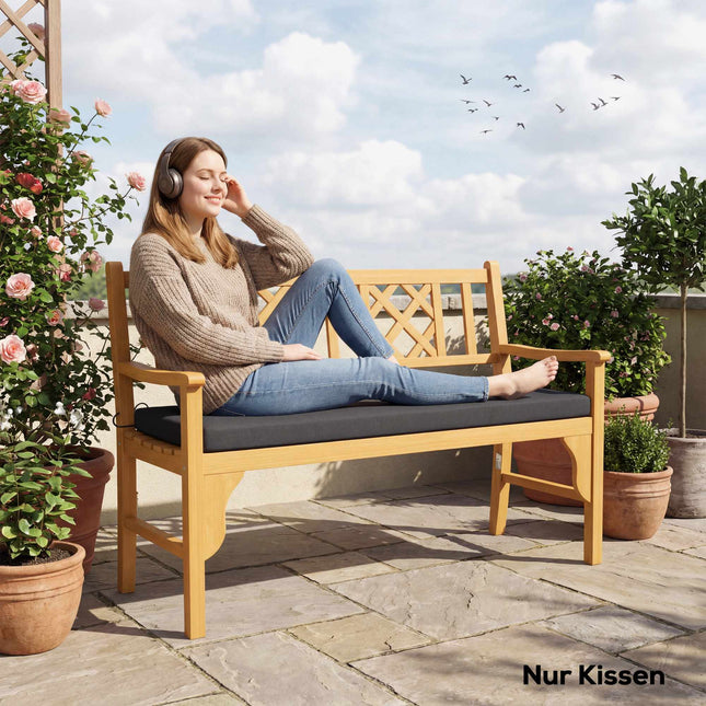Gartenbankauflage, wasserabweisend, 110 x 46 cm, Dunkelgrau
