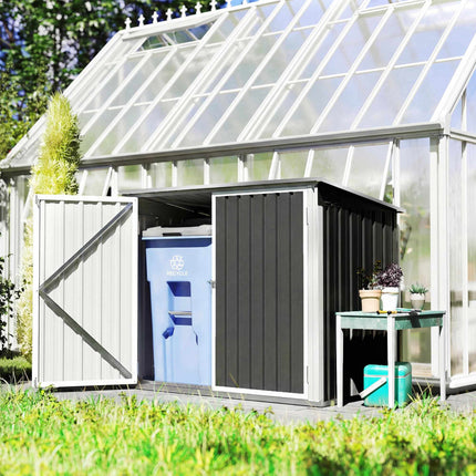 Rangement extérieur pour 2 poubelles, acier galvanisé, double porte