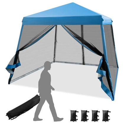 Tente d'extérieur 3 x 3 m, bleue, côtés en maille, protection UV
