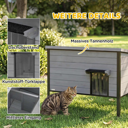 Niche extérieure pour chat, résistante aux intempéries, facile à nettoyer, 85 x 55 x 70 cm