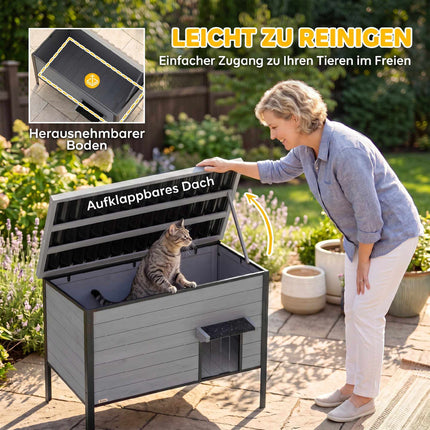 Niche extérieure pour chat, résistante aux intempéries, facile à nettoyer, 85 x 55 x 70 cm