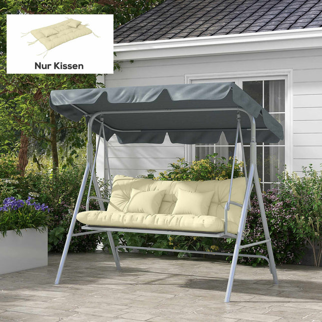 Sitzkissen-Set für Outdoor-Stühle, wasserabweisend, 150x50 cm, Creme