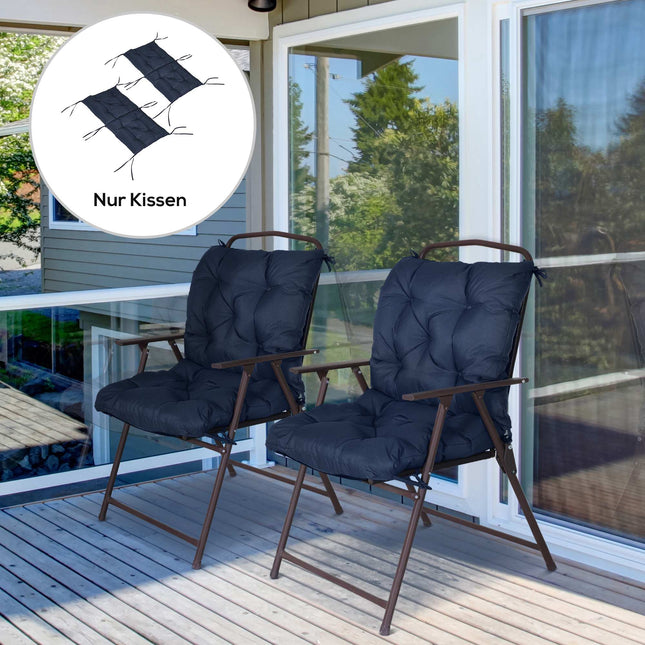 Outdoor-Stuhlkissen-Set, 98x50 cm, dunkelblau, 8 cm dick