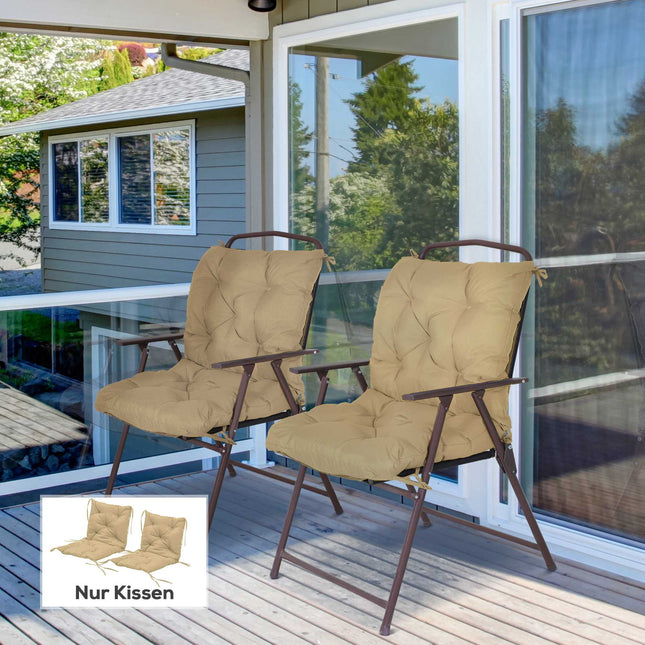 Outdoor-Stuhlkissen-Set, 98x50 cm, Khaki, 8 cm dick